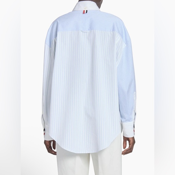 NWT Thom Browne Striped Cotton Poplin Supersized Button-Down Shirt - Picture 4 of 10